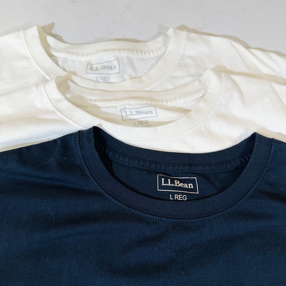 L.L. Bean Cotton T-shirt Men - Large Regular - 3 PACK - 2 White 1 Blue - Picture 2 of 6